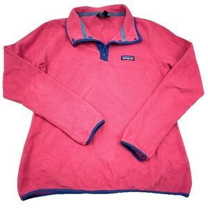 Patagonia Better Sweater Women Medium Pink Blue Pullover Snap T Jacket Ladies
